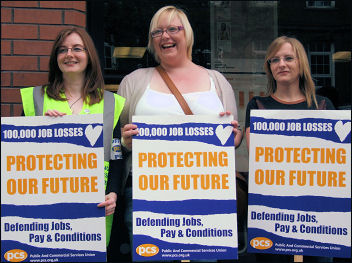 PCS Passport workers on strike in Belfast, photo Peter Hadden