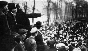 German revolutionary socialist Karl Liebknecht addresses a mass workers' demonstration