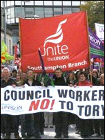 Southampton council workers on strike 6.10.11 , photo by Nick Chaffey