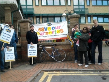 Leicester HMRC Nursery protest, 27.9.12, photo Karl Cross