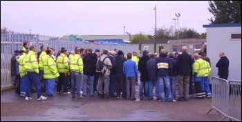 Mass meeting of Sita UK bin workers in Doncaster discussing pay offer, photo Alistair Tice