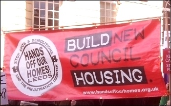 Leeds Hands off our homes: Build New Council Housing, photo Leeds SP