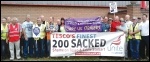 Doncaster Care Uk workers and sacked Tesco Stobart drivers join together in protest on Friday 1 August 2014, photo A Tice