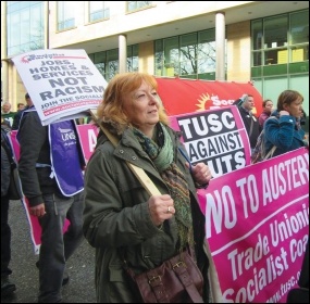 Socialist Party members and TUSC supporters on the Newcastle counter-demo against far-right group Pegida, photo Elaine Brunskill