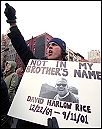 Not in my brother's name: demonstrator in New York, photo by Paul Mattsson
