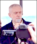 Jeremy Corbyn addressing a demonstration in support of the junior doctors and teachers