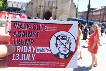 Campaigning in Southampton for school and college walkouts when Trump visits Britain on 13th July