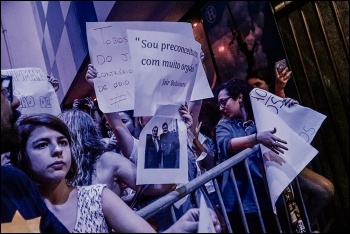 Women protesting against far-right Brazilian politician Jair Bolsonaro's antisemitism in 2017, photo by M�dia Ninja/CC