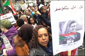 Sudanese protest in central London, 14.4.19, photo by Paula Mitchell