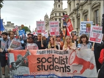 Socialist Students bloc on the anti-Trump demo, 4.6.19, photo Naomi Byron