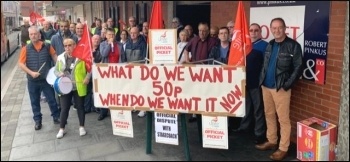 Bus workers on strike, Preston & Chorley Stagecoach, photo Gary Campion
