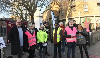 Fighting government cuts: Picket line at City & Islington sixth form, London, 12.2.20