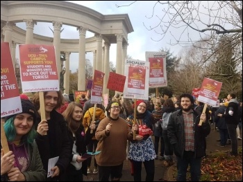 Socialist students members supporting UCU strikes in 2020. photo Cardiff Socialist Students