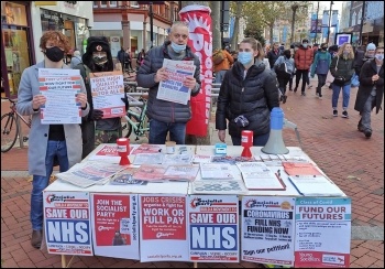 Campaigning in Reading in December 2020, photo Reading Socialist Party 