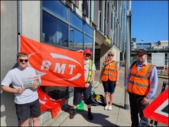 RMT picket at Nottingham station - East Midlands Railway dispute - Sunday 13th June, photo G Freeman