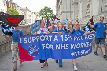 Health workers submitted an 800,000-strong petition for an NHS pay rise to Downing Street Photo: Paul Mattsson