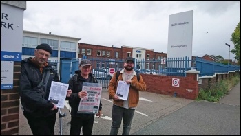 Leafletting outside the GKN plant photo: Birmingham Socialist Party