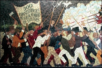 Part of the Chartist mural in Newport depicting 