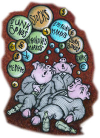 Bubbles: Socialism Today, May 2007, anticiapted the c rash. Cartoon by Suz