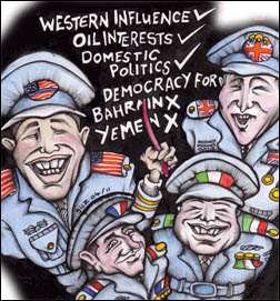Socialism Today May 2011, Behind Nato's Libya campaign, cartoon by Suz