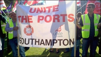 Southampton port workers join protest as council workers face the sack 