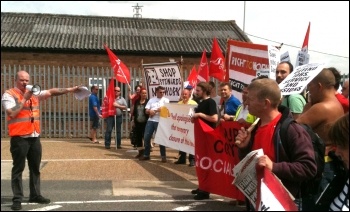 Croyton protest 25 June 2012: dozens of workers, their families and supporters protested against imminent job losses Coryton Oil Refinery, pic Ian Pattison